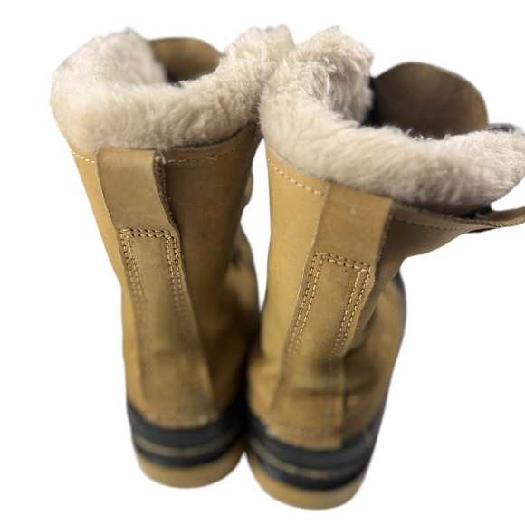 Sorel Kaufman Buffalo Winter Boots Mens 7 Made in Canada Tan Black Leather Wool main image 4